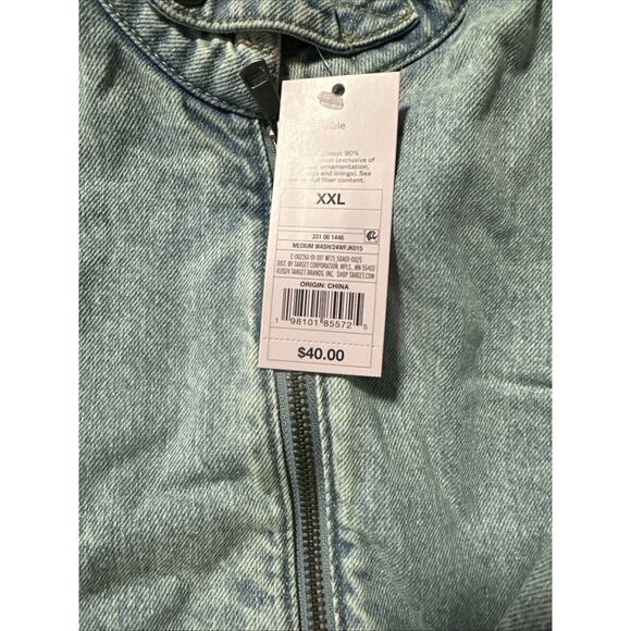 Wild Fable Women's Heavyweight Denim Oversized Bomber Jacket Size XXLarge Blue - Picture 4 of 4